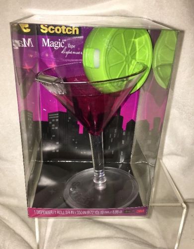 Scotch Magic Tape Dispenser Cosmo Martini Glass with Lime + Tape -  NIB