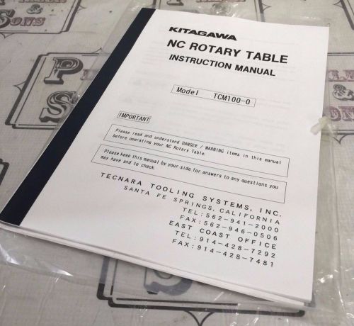 KITAGAWA TECNARA NC ROTARY TABLE INSTRUCTION MANUAL TCM100-0