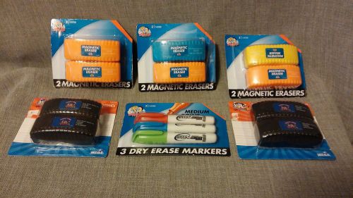 Lot of 10! Mini White Board Dry Erasers~Magnetic~2 1/2&#034; +Markers~School/Business