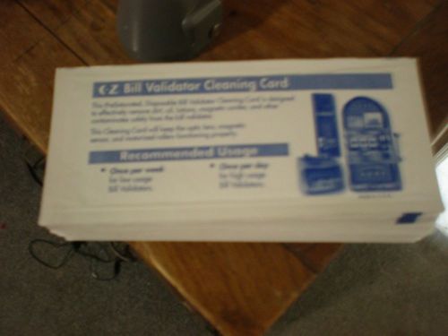 25 bill acceptor/validator cleaning cards
