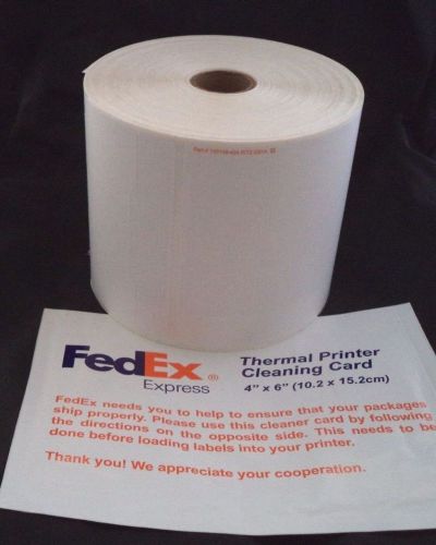 4 x fedex 156148-434 thermal labels 4x6 w/ 1&#034; core 420/ roll free cleaning cards for sale