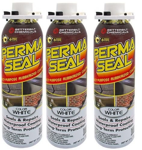 Package of 3 perma-seal flexible elastomer coating in white, black or aluminum for sale