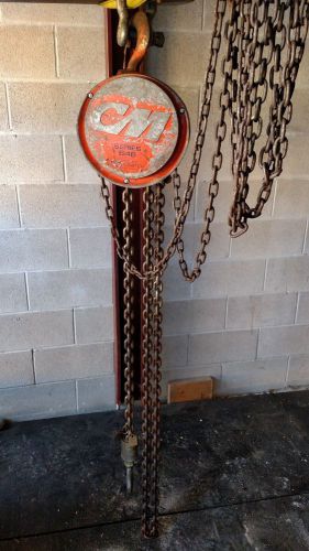Cm 1 1/2 ton manual chain fall hoist 13&#039; lift 3000lb safety latch hook nice for sale