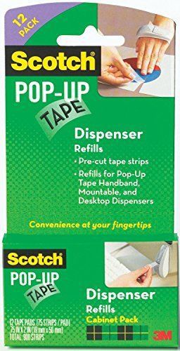 Scotch Pop-Up Tape Strips, 3/4 x 2 Inches, 12 Pads, 75 Strips/Pad 90M-12PK