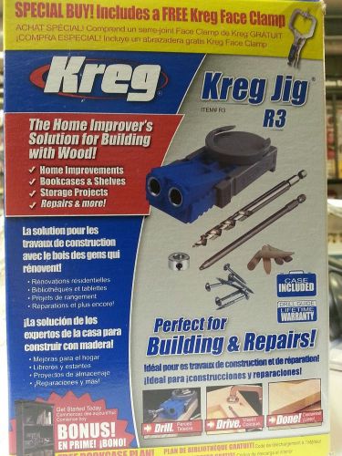 Kreg R3PROMO Pocket Hole Jig System Drill Bit Carrying Case BONUS Face Clamp