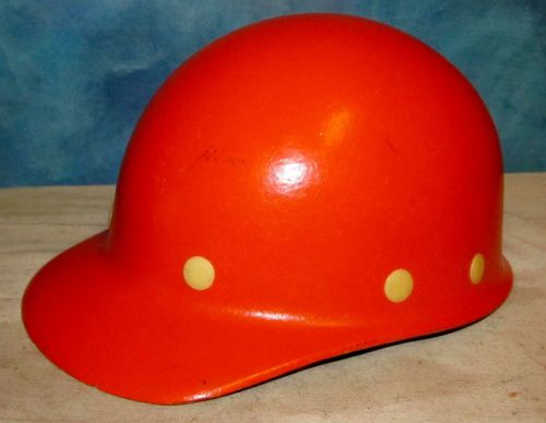 Vintage fibre metal superglas orange hard hat hardhat miner safety j233 for sale