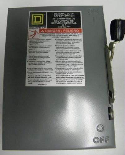 NEW SQUARE D 30 AMP DU321 240 VAC GENERAL DUTY SAFETY SWITCH SERIES E2 3 PHASE