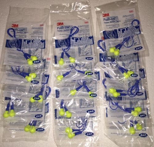 Lot of 15 3m push in pod yellow blue corded ear plugs safety earplugs reuseable for sale