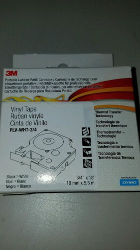 NEW 3M Portable Labeler Refill Cartridge PLV-WHT-3/4 White w/ Black font 18&#039;