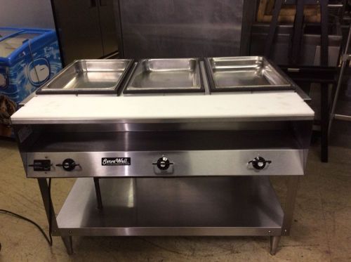 Vollrath servewell 3 compartment electric steam table w/cutting board &amp; pans for sale