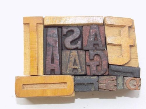 Letterpress Letter Wood Type Printers Block &#034;Lot Of 14&#034; Typography #bc-1080