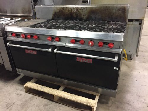 Vulcan 60&#034; Range With 8 Burners 2 hot plates and 2 standard ovens in great shape