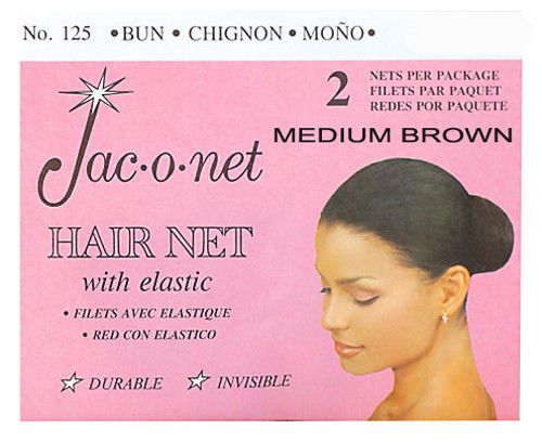 Jac-O-Net  #125  w/Elastic Chignon Invisible Hair Net (2) pcs. Medium Brown