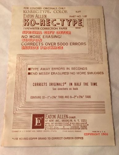 Vintage 1966 KO-REC-TYPE Typewriter-Correction Paper for Color Originals 40 Tabs