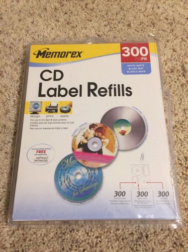 Memorex White CD Label Refills, Matte Finish. 300 Count 3202 0403