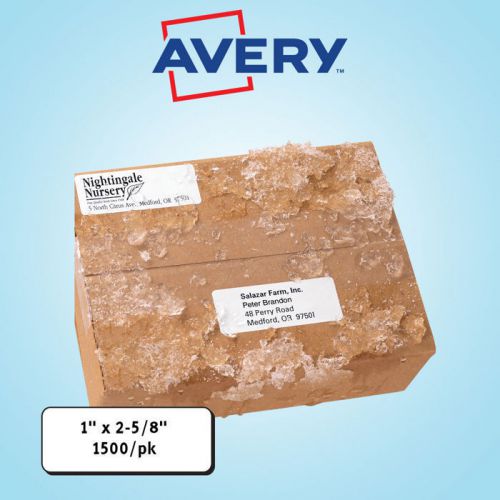 Avery weatherproof laser shipping labels 1&#034; x 2-5/8&#034; white 1,500ct for sale