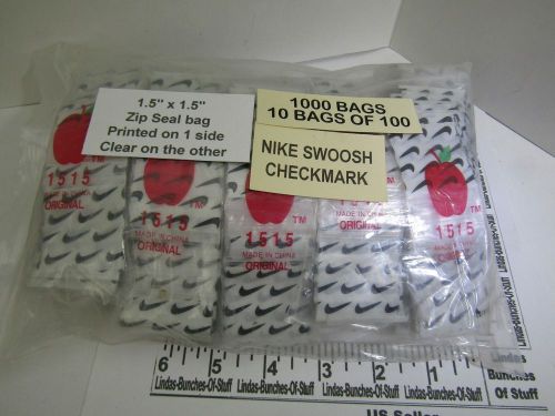 1000 nike swoosh or checkmark 1 1/2&#034; x 1 1/2&#034; 2 mill plastic zip seal bags new! for sale