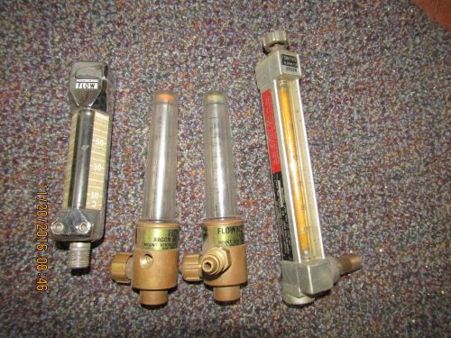 4 airco smiths argon carbon dioxide vertical gas flow meter lot of 4 for sale