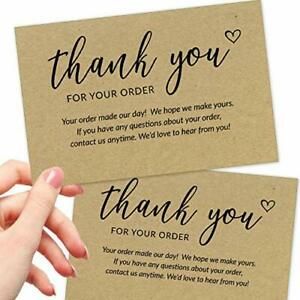 50 Large 4x6 Thank You For Your Order Cards - Bulk Kraft Postcards Purchase I...