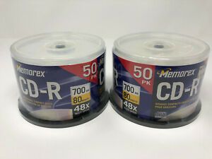 LOT OF 2 MEMOREX CD-R CD R 50 PACK PACKS 700MB 80 MINUTE 48X RECORDABLE CDS NEW