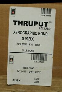 Thruput Xerographic 20lb Bond 24&#034; x 650ft x 3&#034; Core Paper Roll
