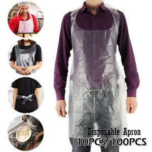 100 Disposable Plastic Aprons Polythene Strong Eco Flat Pack Clear Waterproof UK