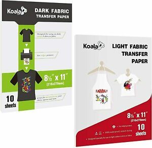 20 Sheet Inkjet Printable Heat Transfer Paper for DARK LIGHT Iron-on DIY T-shirt