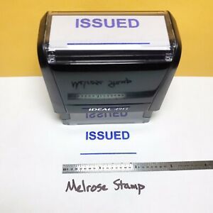 Issued With Line Rubber Stamp Blue Ink Self Inking Ideal 4913