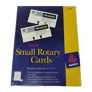 Avery ~ Small Rotary Cards 5385 2 1/6 &#034; x 4 &#034; ~ Rolodex White 104 cards