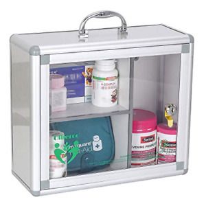 Ollieroo Portable Wall Medicine Cabinet Box Lock Medication Box with Handle Aid