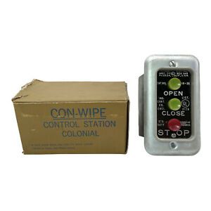 Colonial Electric 18-3S Con-Wipe Control Station 3 Button Open Close Stop No Box