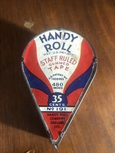 Vintage Handy Roll Staff Ruled Gummed Tape Dispenser