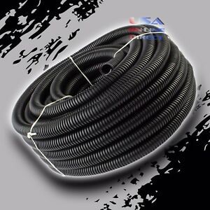 100Ft 1/2&#034; Marine Grade Conduit Car Home Tubing Split Wire Loom Black Sleeve USA