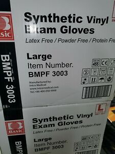 BASIC Medical Syn Vinyl Exam Gloves Latex &amp; Powder-Free -Large(Case of 1,000)