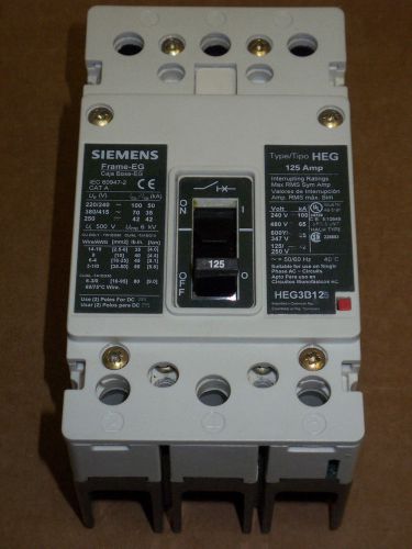 Siemens heg 3 pole 125 amp 600y/347v heg3b125 circuit breaker for sale