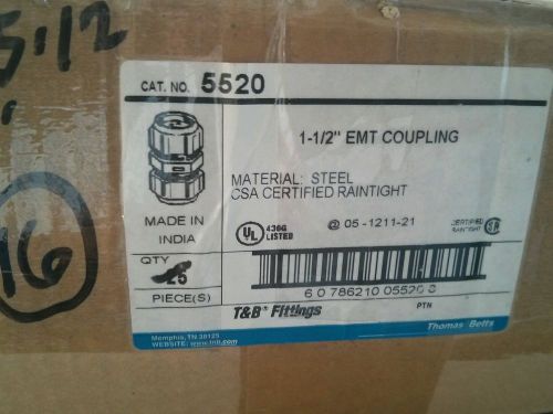 New thomas &amp; betts t&amp;b 5520 1-1/2&#034; raintight steel emt coupling (lot of 16) for sale
