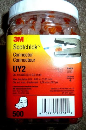 3M Scotchlok IDC Butt Connector UY2 - 500 Piece Plastic Jar Connecteur 26-19 AWG