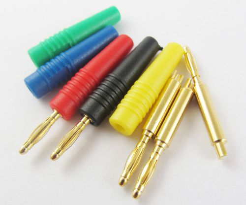 10pcs High quality 2mm Soft PVC Tube Gold Banana Plug 5 Colors Soldering Type