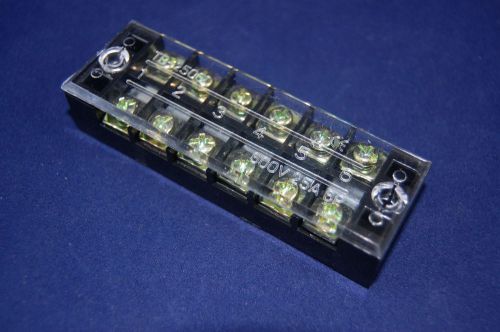 5pcs 6 position 25a 600v barrier dual row terminal block/strip w/cover for sale