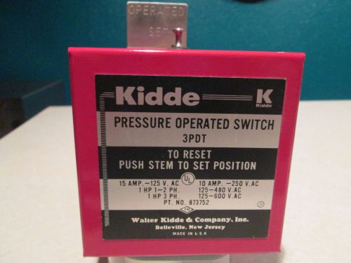 Kidde  Pressure Operated Switch, 10A, 125Vac, 3PDT  PT. NO. 873752 (NEW)