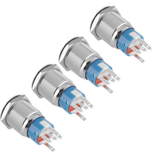 4pcs 19mm 12V 5A Red LED ON/Off Push On Button Metal Switch High Flush Boat Car