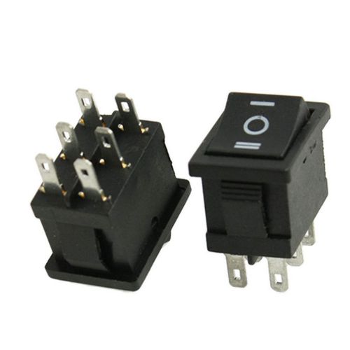 10pcs ac 6a/250v 10a/125v 6 pin dpdt on/off/on mini boat rocker switch 21x15mm for sale