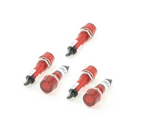 Dc 24v red round cap 2 terminal signal lamps indicator lights 5 pcs for sale