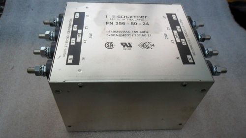 Schaffner fn 356-50-24 3-phase+ neutral line filter 440/250vac 3x50a 50-60hz for sale