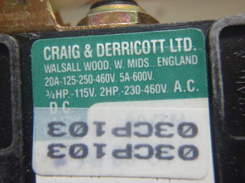 craig &amp; derricott 03cp103 limit switch set of 4