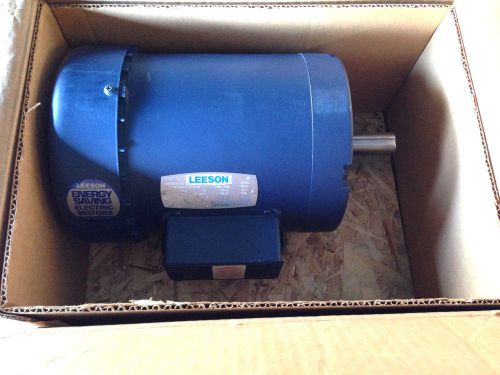 (1) Leeson 5HP 3-Phase AC motor - F184T - 1-1/8&#034; shaft, 1740 RPM - New in box