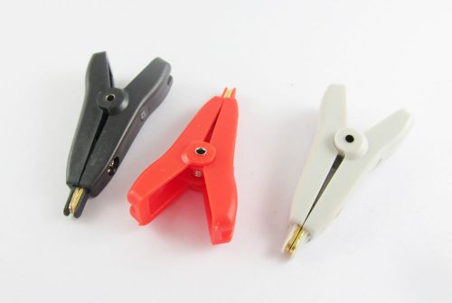 3 Pcs Copper Alligator Kelvin Test Clip Clamp Gold Plated Red Black Gray