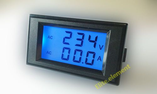 AC 80-300V 1-50A Blue LCD Current Voltage Combo Panel Meter With Rear Cover CT