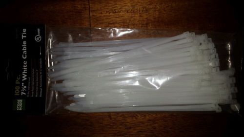 Zip ties - cable ties 7 3/8&#034; long x 1/4&#034; wide 75 lb dupont white 100 count for sale
