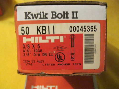New (50) hilti 3/8 x 5&#034;, kwik bolt ii expansion anchor bolts 00045365 masonry 50 for sale